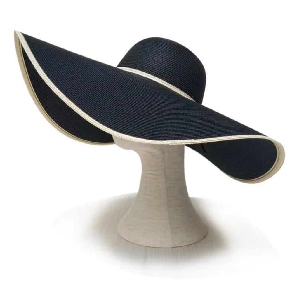 Black Women Floppy Wide Brim straw hat - Picture 4 of 5